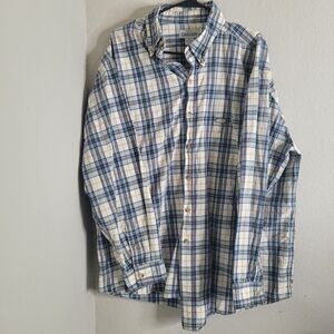 Carhartt XL Button front men shirt top collar plaid longsleeve blue